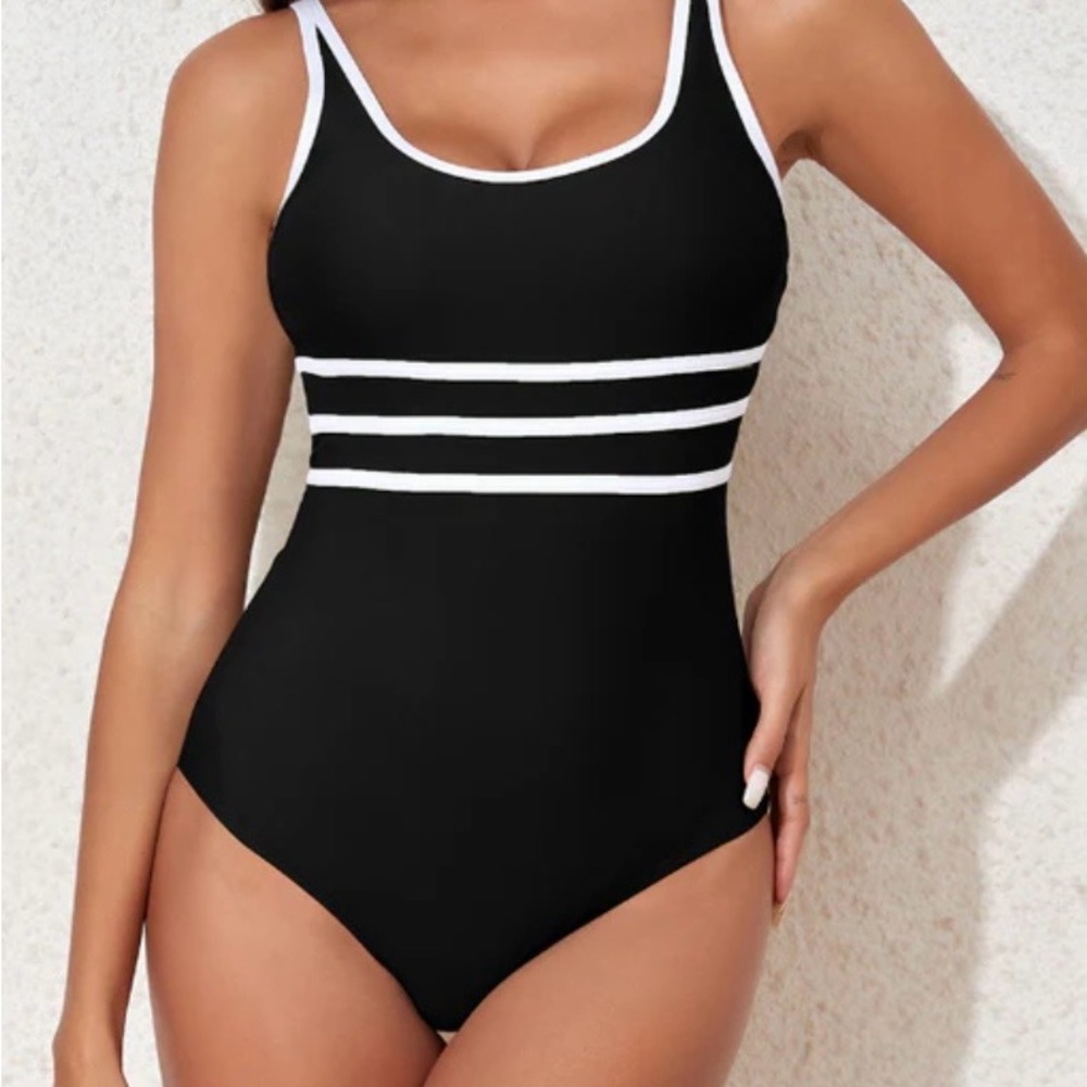 Black and White Striped women One Piece